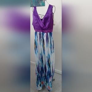 MULTI COLORED POLY OR RAYON MAXI DRESS